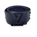 Louis Vuitton - Black Leather Initiales Clous Wide Belt Size
