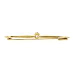 Gouden broche met zirconia (kanonsluiting, gouden sieraden), Sieraden, Tassen en Uiterlijk, Broches, Gebruikt, Overige kleuren