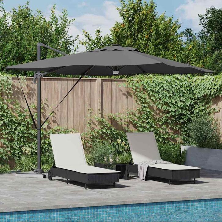 vidaXL Roma Parasol met LED-striplichten Antraciet 286 x 284, Tuin en Terras, Parasols, Nieuw, 2 tot 3 meter, Verzenden