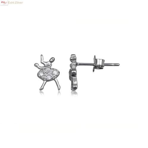 Zilveren kleine danseres witte zirkoon studs, Sieraden, Tassen en Uiterlijk, Oorbellen, Nieuw, Verzenden