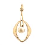 Gouden fantasie hanger gezet met een parel (kettinghanger), Sieraden, Tassen en Uiterlijk, Ophalen of Verzenden, Gebruikt, Goud