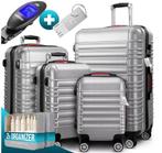 Reiskoffers Zilver 4-delig ABS met gratis accessoires, Caravans en Kamperen, Verzenden, Nieuw