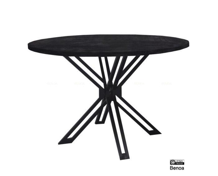 Ronde Eettafel Yana mangohout 120 cm - Zwart, Huis en Inrichting, Tafels | Eettafels, Nieuw, Ophalen of Verzenden