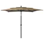 vidaXL Parasol 3-laags met aluminium paal 2,5x2,5 m taupe, Verzenden, Nieuw, 2 tot 3 meter