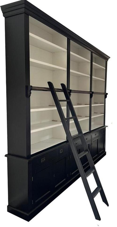 Boekenkast zwart met trap Reeuwijk 300 x 260cm, Huis en Inrichting, Kasten | Boekenkasten, Ophalen of Verzenden