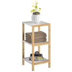 Bamboe staande rek met 3 legplanken Wit 80x33x34cm, Huis en Inrichting, Verzenden, Nieuw