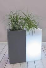 Verlichte bloempot - wit - 35x35x70cm - polyethyleen, Ophalen of Verzenden, Nieuw