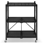 Metalen opbergrek op wielen - opvouwbaar - 3 planken - zwart, Huis en Inrichting, Kasten | Stellingkasten, Ophalen of Verzenden