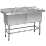 RVS Spoeltafel | Dubbele Afwasbak | 141x60x90 cm Vogue, Verzenden, Nieuw in verpakking