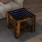 vidaXL Salontafel met LED 53x53x45 cm bewerkt hout gerookt, Verzenden, Nieuw, Overige houtsoorten, 50 tot 100 cm