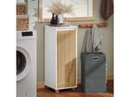 SoBuy BZR126-W - Staande Badkamerkast - Smal met Bamboe deur, Huis en Inrichting, Verzenden, Nieuw