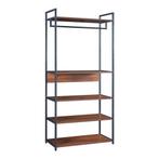 Kledingkast Larem met 5 planken 180x84x40 cm zwart en walnoo, Huis en Inrichting, Verzenden, Nieuw