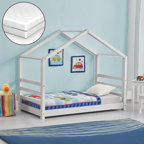 Kinderbed grenen huisbed incl. matras 80x160 cm wit, Huis en Inrichting, Slaapkamer | Matrassen en Bedbodems, Nieuw, Verzenden