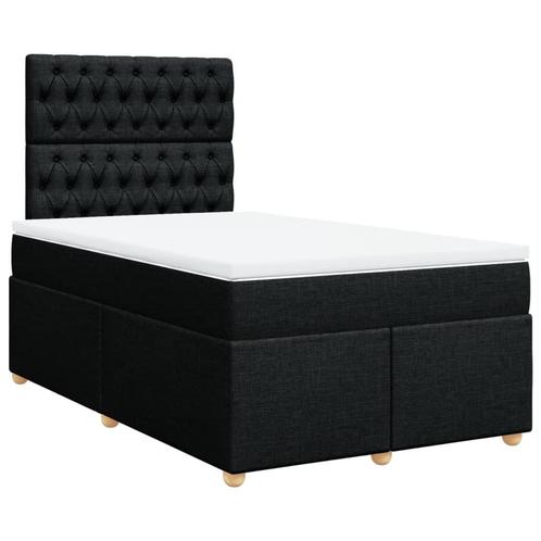 vidaXL Boxspring met matras stof zwart 120x200 cm, Huis en Inrichting, Slaapkamer | Bedden, 120 cm, 200 cm, Zwart, Twijfelaar