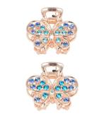 Haarklem Vlinder Metaal Strass 2,5cm Blauw, Verzenden, Nieuw
