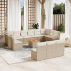 vidaXL 14-delige Loungeset met kussens poly rattan beige, 4 zitplaatsen, Nieuw, Loungeset, Verzenden