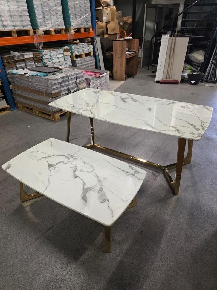 Luxe marmer eettafel goud/zilver – vanaf €200!, Huis en Inrichting, Tafels | Eettafels, 50 tot 100 cm, 150 tot 200 cm, Rechthoekig