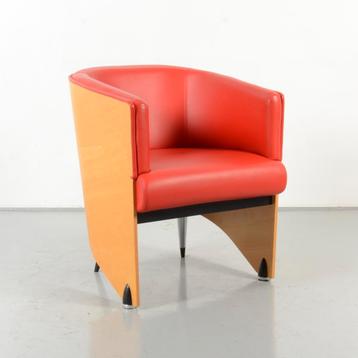 Lande Pencil design fauteuil, rood leder beschikbaar voor biedingen