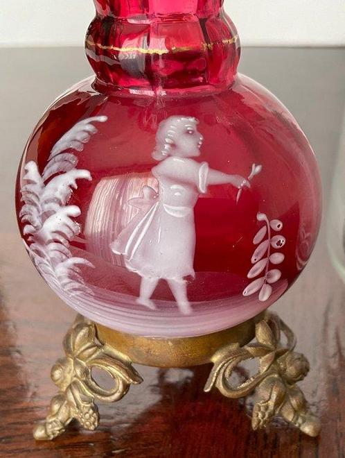 Karaf (3) - emaille beschildering - Mary Gregory, Antiek en Kunst, Antiek | Glas en Kristal