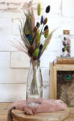 Glas vaas Fles Glas voor schelpen of bloemen Ø7 h.21 cm excl, Ophalen of Verzenden, Nieuw