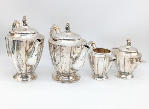 Koffie- en theeservies (4) - .800 zilver, Antiek en Kunst, Antiek | Goud en Zilver