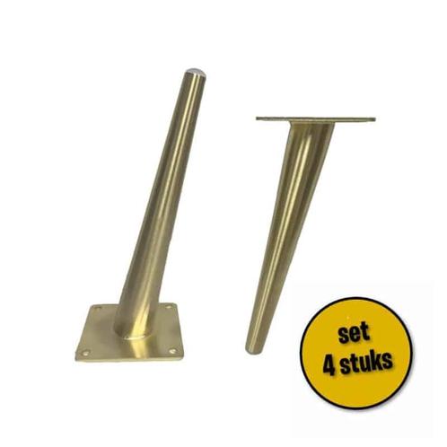 4 stuks schuine stalen pootjes 20cm messing, Huis en Inrichting, Tafelonderdelen, Nieuw, Metaal, Ophalen of Verzenden