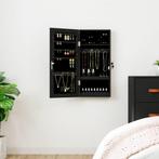 vidaXL Sieradenkast met spiegel en LED wandgemonteerd zwart, Huis en Inrichting, Verzenden, Nieuw