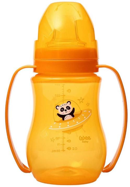 Weebaby Galaxy Oranje 250ml Brede Fles met Handvatten, Kinderen en Baby's, Babyvoeding en Toebehoren, Nieuw, Verzenden