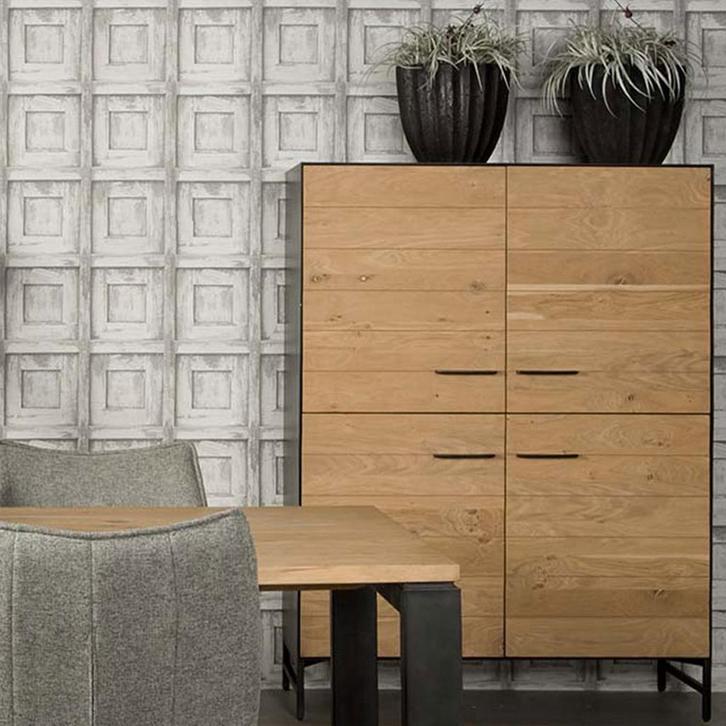 *WOONWINKEL* Tower Living Lido Wandkast Eiken Met Metaal, Huis en Inrichting, Kasten | Wandmeubels, Nieuw, Verzenden