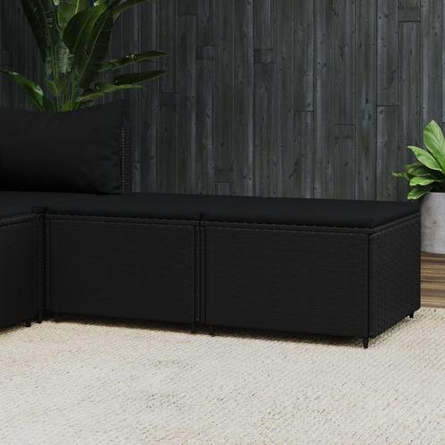 vidaXL Voetensteunen 2 st met kussens poly rattan zwart, Tuin en Terras, Tuinsets en Loungesets, Nieuw, Rotan, Verzenden