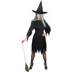 Zwarte korte heksenjurk dames - Heksen kleding