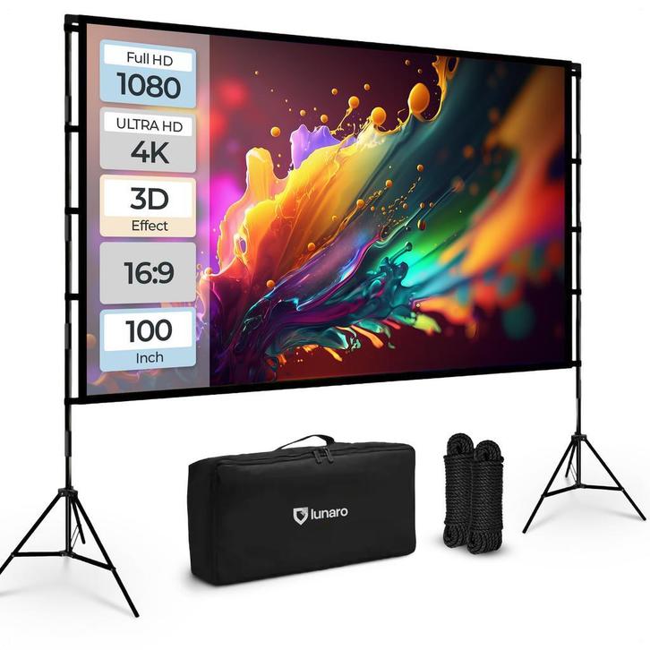 Lunaro Projectiescherm met statief – 100 inch, Audio, Tv en Foto, Projectieschermen, Handmatig, Nieuw, Verzenden