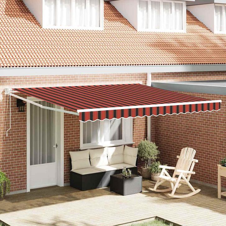 vidaXL Inklapbaar Zonnescherm met geel en oranje 400 ×350 cm, Tuin en Terras, Zonneschermen, Nieuw, Verzenden