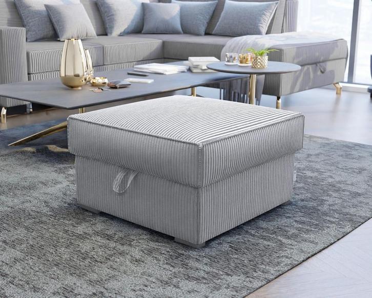 Poef opbergruimte Karlo Grijs, Huis en Inrichting, Banken | Voetenbanken en Poefen, Nieuw, Verzenden