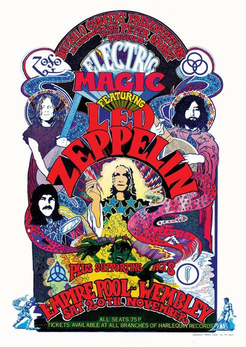 Posters - Poster Led Zeppelin - Electric Magic, Verzamelen, Muziek, Artiesten en Beroemdheden, Zo goed als nieuw, Verzenden