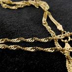 Gouden Singapore schakel ketting | 50 cm (veerring, unisex), Sieraden, Tassen en Uiterlijk, Ophalen of Verzenden, Gebruikt, Overige kleuren