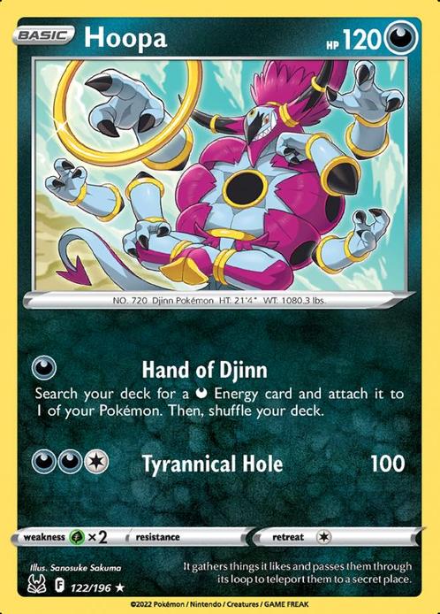 Hoopa 122/196 Reverse Holo Lost Origin, Hobby en Vrije tijd, Verzamelkaartspellen | Pokémon, Losse kaart, Nieuw, Foil, Ophalen of Verzenden