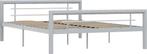vidaXL - Bedframe - metaal - grijs - en - wit - 160x200 - cm, Ophalen of Verzenden, Nieuw