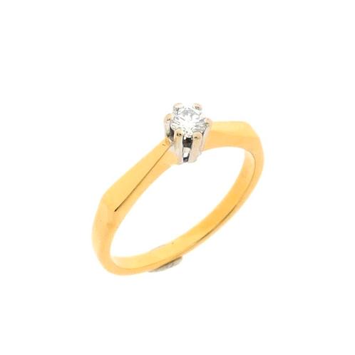 Gouden solitair ring met diamant | 0,15 ct., Sieraden, Tassen en Uiterlijk, Ringen, Dame, Met edelsteen, Overige kleuren, 17 tot 18