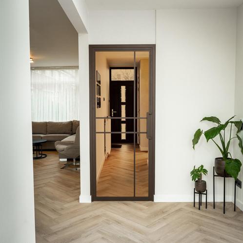 Stalen Binnendeur Brons 6 Vlaks Brons rook glas Luxe design, Doe-het-zelf en Verbouw, Deuren en Horren, Binnendeur, Nieuw, Metaal