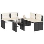 vidaXL 4-delige Loungeset met kussens poly rattan zwart, Tuin en Terras, Tuinsets en Loungesets, Verzenden, Nieuw, Rotan, Loungeset