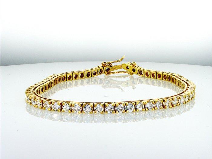 Tennis armband - 18 karaat Geel goud - 7.02ct. tw. Diamant, Sieraden, Tassen en Uiterlijk, Antieke sieraden