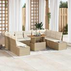 vidaXL Tuin Sofa Set met opslag 10 pcs Beige Poly riet, Tuin en Terras, Verzenden, Nieuw, Rotan