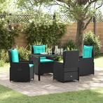 vidaXL 5 Delige Tuin Eetset Zwart Poly Rattan, Tuin en Terras, Verzenden, Nieuw, Rotan