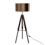 Vloerlamp messing tripod met velours kap brons 50cm - Cortin, Huis en Inrichting, Lampen | Vloerlampen, Nieuw, Overige materialen