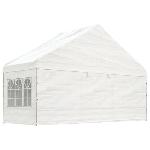 vidaXL Prieel met dak 5,88x2,23x3,75 m polyetheen wit, Tuin en Terras, Partytenten, Nieuw, Verzenden