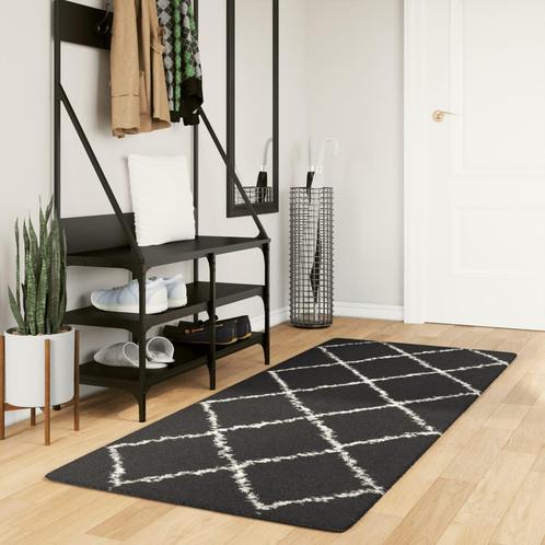 vidaXL Vloerkleed PAMPLONA shaggy hoogpolig 80x200 cm zwart, Huis en Inrichting, Stoffering | Tapijten en Kleden, Nieuw, Verzenden