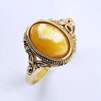 Baltic Butterscotch Amber Ring – Goudgeplateerd 925 Zilver –, Antiek en Kunst