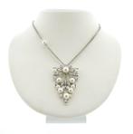 18 Krt. Witgouden collier met parel en diamant 1,75 ct. ;..., Sieraden, Tassen en Uiterlijk, Gebruikt, Overige kleuren, Ophalen of Verzenden