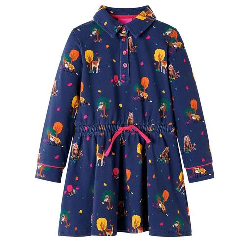 vidaXL Kinderjurk lange mouwen en trekkoord 116 marineblauw, Kinderen en Baby's, Kinderkleding | Overige, Nieuw, Verzenden